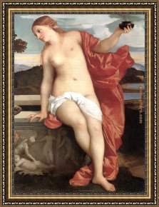 Love Framed Paintings - Sacred and Profane Love [detail] by Titian
